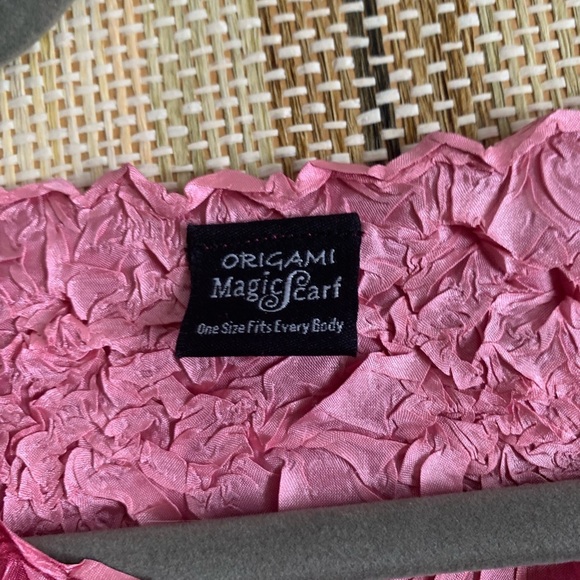 Origami Magic Scarf Top Pink 90s Vintage OS Women’s Shirt Stretch Y2K Style - Picture 3 of 5